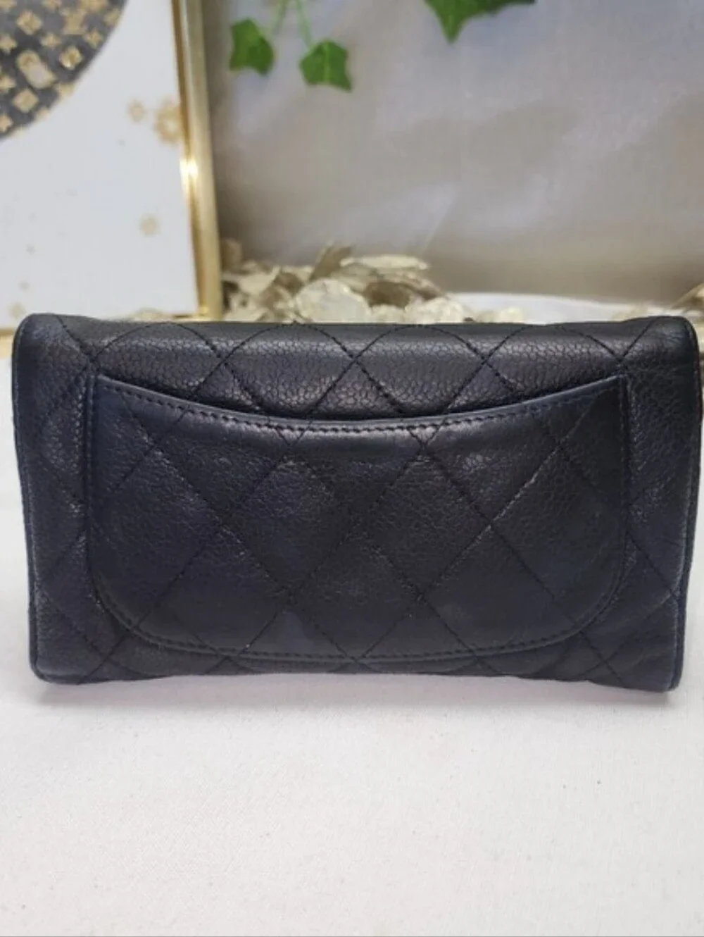 Chanel Caviar Leather Flap Card Wallet W/Dustbag COA & Unbranded Chain AUTHENTIC
